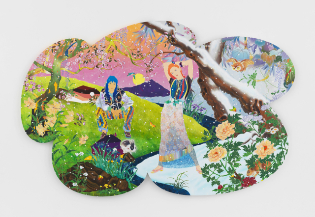 토모카즈 마츠야마, Cold Valley State Lines, 2025, Acrylic and mixed media on canvas, 165x254cm. 리안갤러리 제공