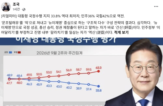 조국 조국혁신당 혁신정책원장 페이스북