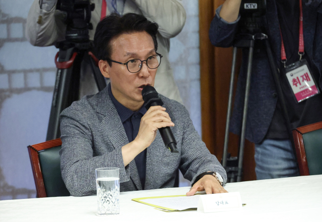 김민석 더불어민주당 대표가 13일 서울 종로구 삼청동 국무총리 서울공관에서 열린 고위당정협의회에서 발언하고 있다. 연합뉴스