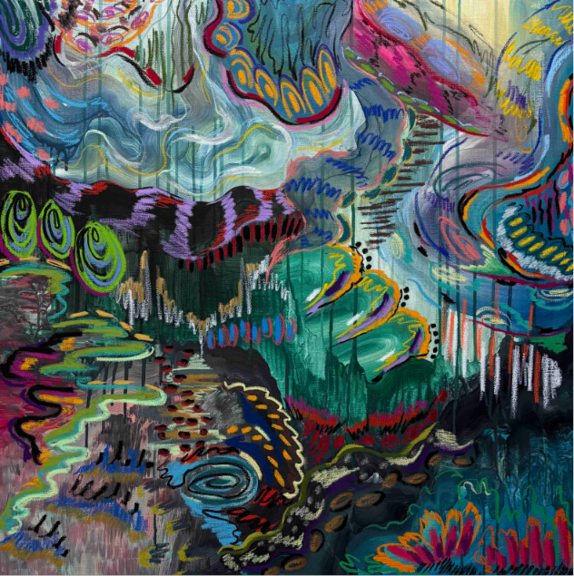 여주용, 내가 존재하는 곳Ⅱ, 캔버스에 아크릴, 오일 파스텔, 73x73cm, 2025