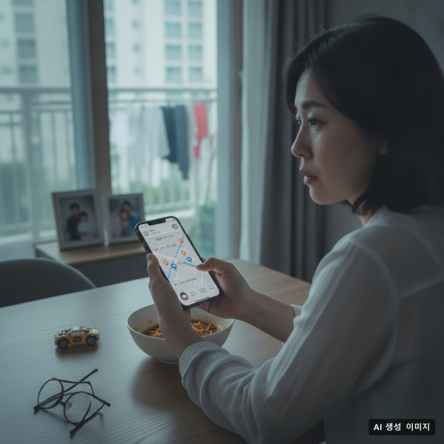 결혼 7년 차 아내가 자동차 관리 앱으로 남편의 주차 기록을 확인한 결과, 헬스장에 갔다던 날 여러 차례 호텔에 차가 세워진 사실이 드러났다. (AI 생성 이미지)
