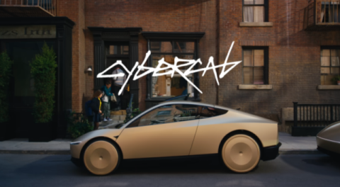 핸들·페달 없는 금빛 테슬라 무인택시 '사이버캡' 유료 운행 시작
