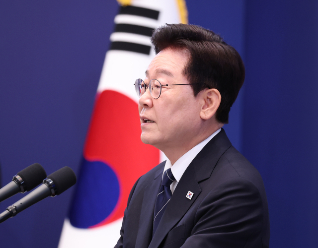 이재명 대통령이 18일 청와대 영빈관에서 기자회견을 하고 있다. 연합뉴스