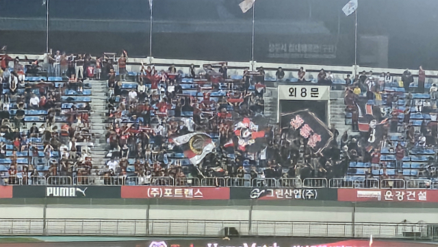 포항스틸러스를 응원하는 상주시민들
