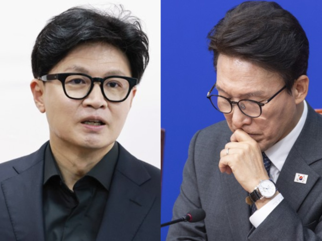 한동훈 무소속 의원, 김민석 더불어민주당 대표. 연합뉴스
