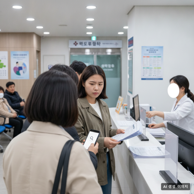 서류 없이 앱으로 실손보험금을 청구하는 실손24가 동네 의원과 약국으로 확대된 지 1년을 앞두고, 의원급 의료기관의 전산 연계율은 18.1%에 머물렀다. (AI 생성 이미지)