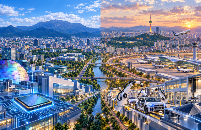 광주와 대구의 미래 상상 풍경. AI로 생성한 이미지