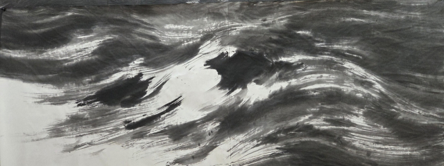 문봉선, 노도파도, 지본수묵, 365&times;135cm, 2026