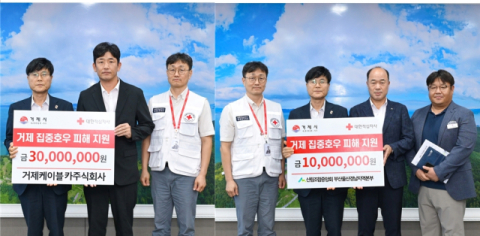 거제시케이블카(주)와 산림조합중앙회 부산울산경남지역본부, 거제시 호우피해 성금 각각 3천만원과 1천만원 전달