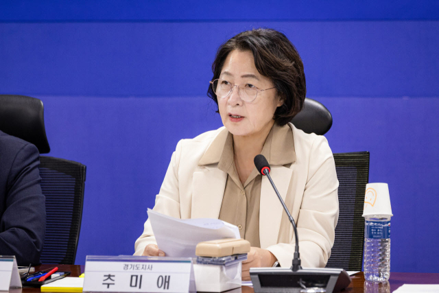 29일 국회에서 열린 미래대응기금 조성 및 지방교부세 개편 당정협의회에 참석한 추미애 경기도지사. 경기도
