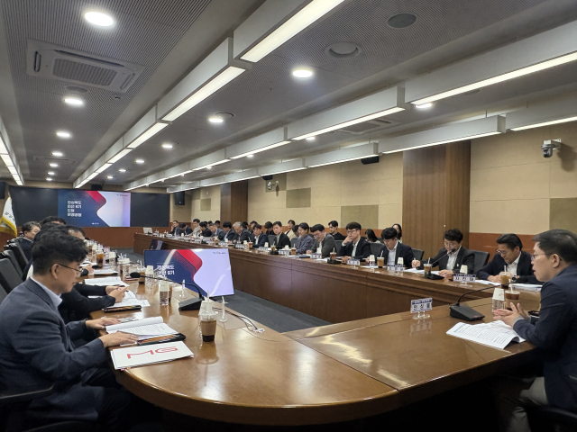 경북도가 28일 도청에서 시·군 기획조정실장 회의를 열고 지방재정 현안과 현금성 지원 사업의 신규·확대 자제 방안 등을 논의하고 있다. 경북도 제공