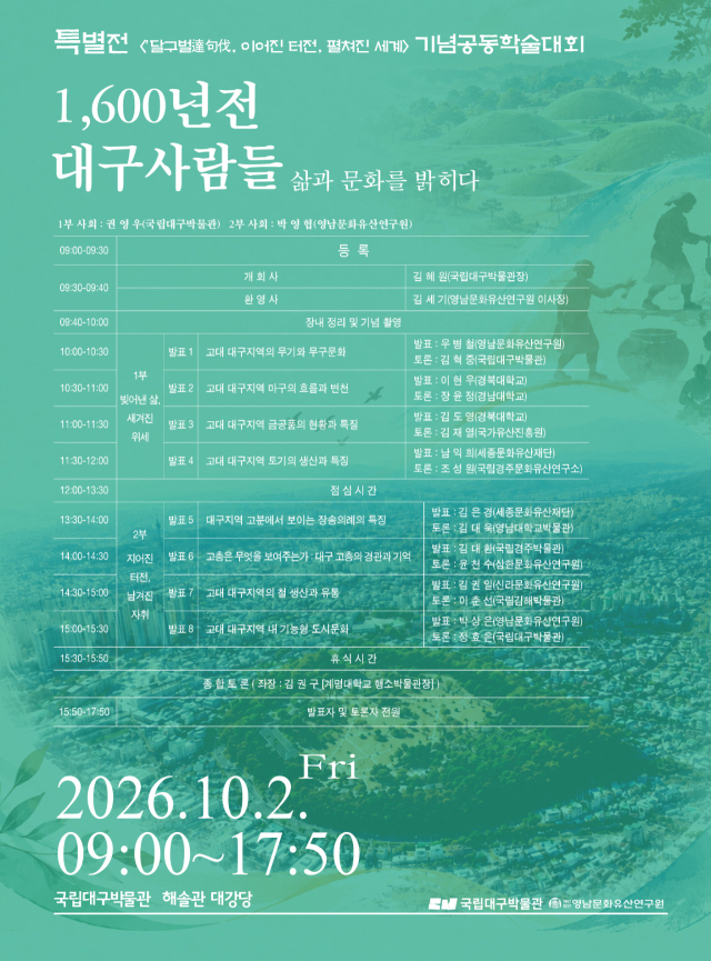 삼국시대 대구 사회의 모습은? 국립대구박물관-영남문화유산연구원 공동학술대회 개최