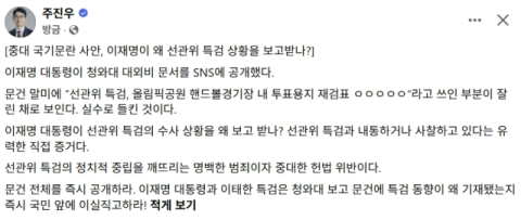 이 대통령 SNS 첨부 사진, 특검 사찰 논란 야기
