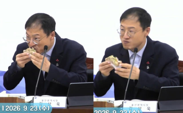 울산시장, 샌드위치 먹으며 회의하는 모습에…