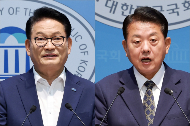대통령 평화외교 특보 송영길(왼쪽)·국방정책 특보 김병주. 연합뉴스
