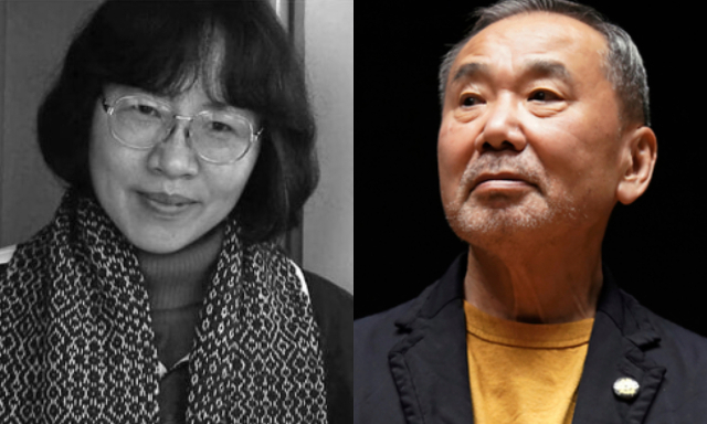 소설가 찬쉐(왼), 무라카미 하루키(오). 교보문고, 연합뉴스