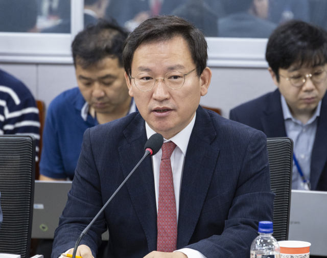 국민의힘 경북도당 위원장인 김형동 의원이 8일 국회 의원회관에서 열린 국민의힘·경상북도 예산정책협의회에서 인사말을 하고 있다. 연합뉴스