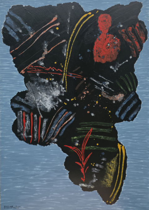 양해웅, 흐르는 대륙-pangaea, 장지에 아크릴릭, 141.3x203.3cm, 2026