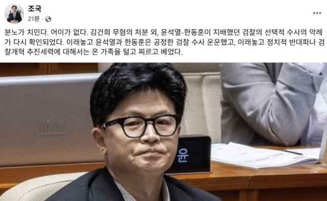 조국 조국혁신당 혁신정책연구원장 페이스북