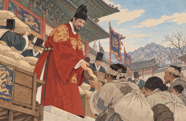 세종대왕 애민 일화. AI로 생성한 이미지