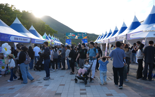 영천보현산별빛축제 행사장이 관광객들로 북적이고 있다. 영천시 제공