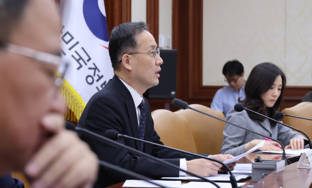 이형일 부총리 겸 재정경제부 장관이 12일 서울 종로구 정부서울청사에서 열린 대외경제장관회의에서 발언하고 있다. 연합뉴스