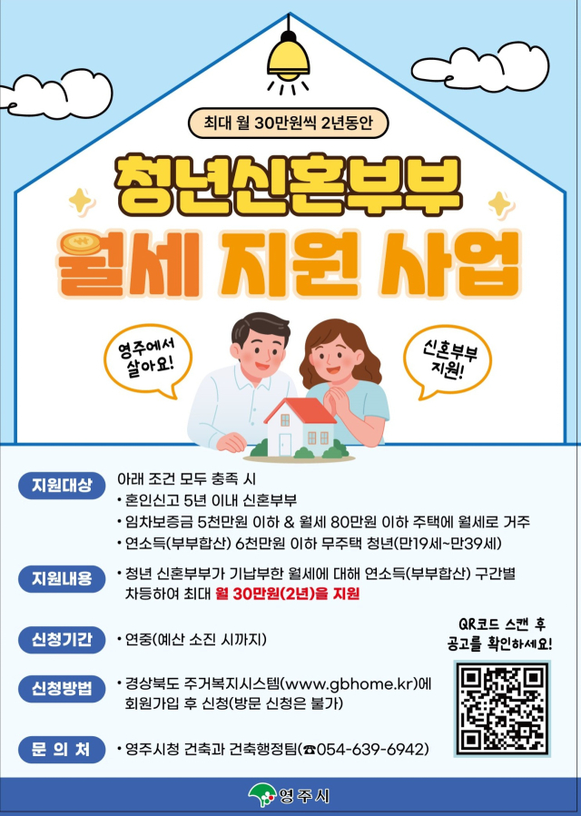 영주시, 예산 소진으로 중단됐던 청년 신혼부부 월세 지원 재개