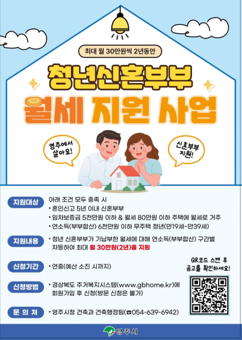 영주시, 예산 소진으로 중단됐던 청년 신혼부부 월세 지원 재개