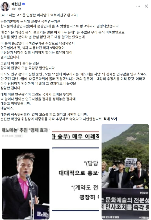 배현진 국민의힘 국회의원 페이스북