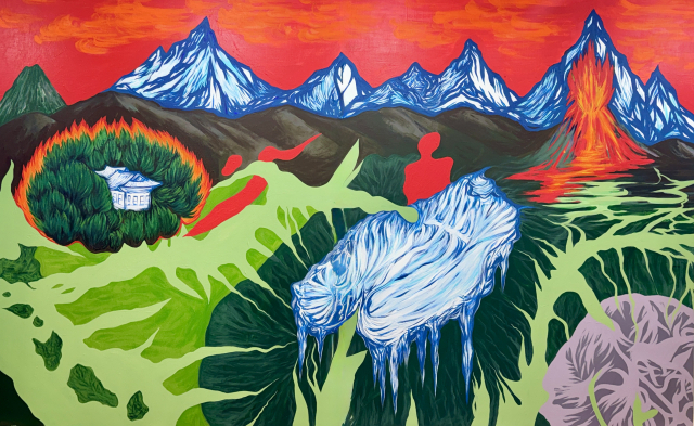 황해연, 불의 기억, 물의 위로, Acrylic on canvas, 150x230cm, 2026