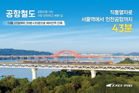 공항철도 직통열차 23일부터 하루 4회 늘어…배차 39분→35분