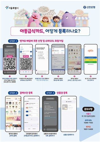 서울시가 공개한 아동급식카드 배달앱 등록 방법 안내 이미지를 시민이 살펴보고 있다. 연합뉴스
