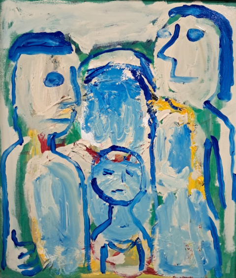 윤성도, 가족 ,45x53cm, Acrylic on canvas