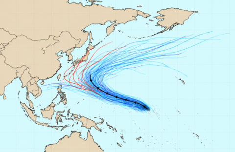 31호 태풍 인파, 참피 닮은 'C커브 유턴' 가능성…ECMWF 예상경로 살펴보니