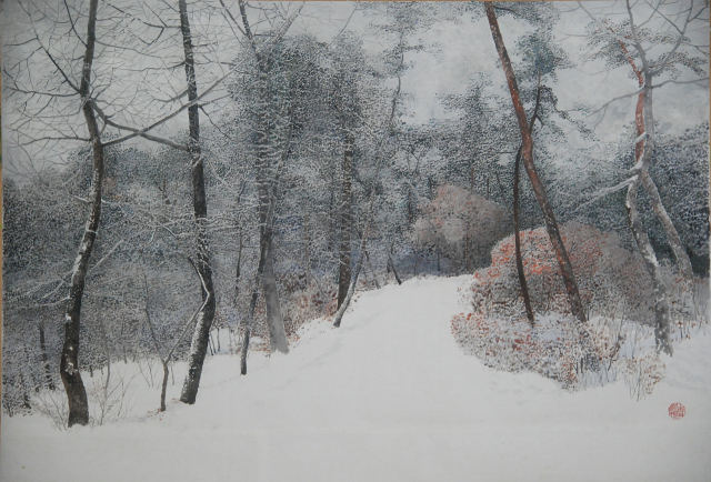 조홍근, 눈길을 걸으며, 한지에 수묵담채, 123&times;85cm, 2026